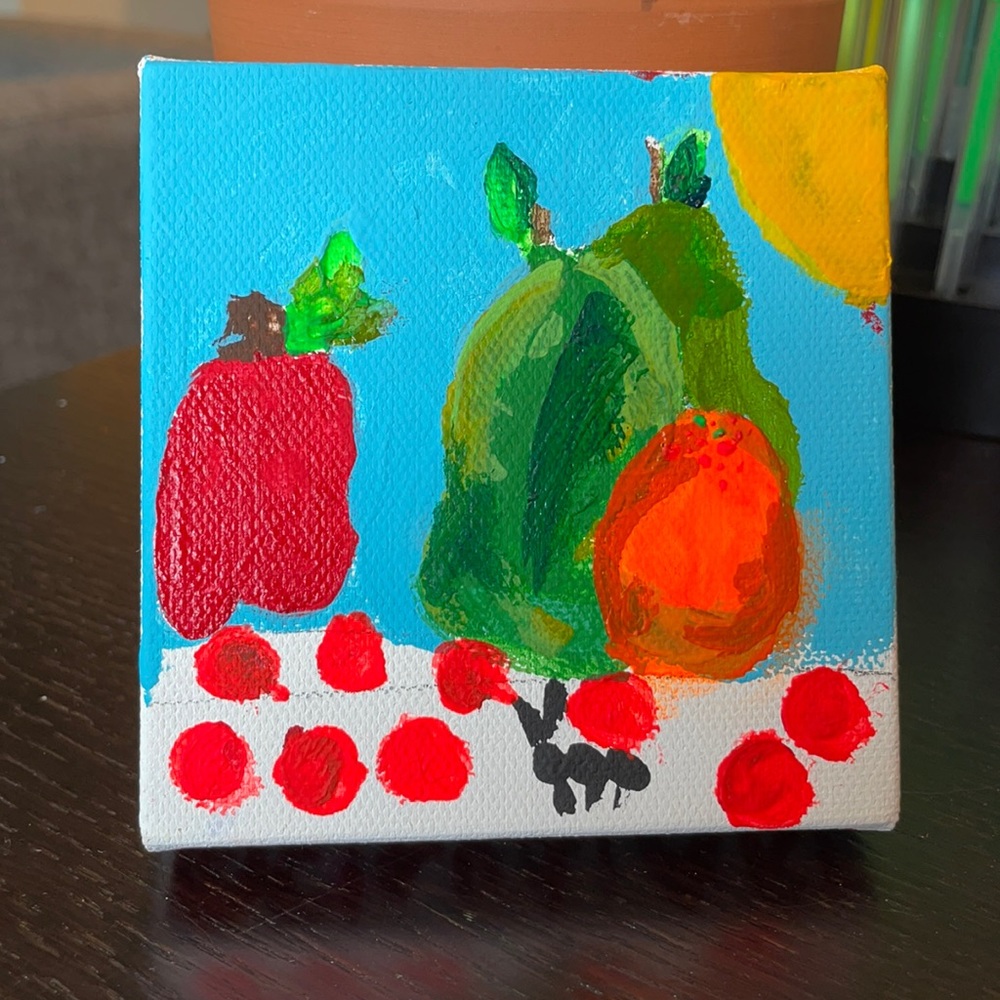 LIMITED TIME FREE SHIPPING! Original Art - Child Artist - Ants/Picnic/Fruit
